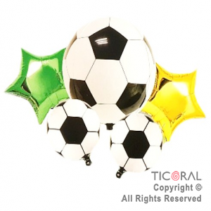 SET DE GLOBOS METALIZADO PELOTA FUTBOL 5 UNIDADES X 1
